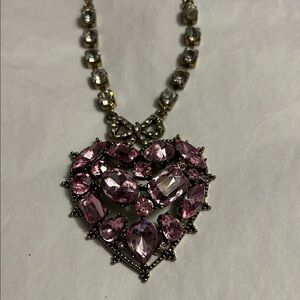 Betsy Johnson Gold and Pink Heart Pendant Necklace